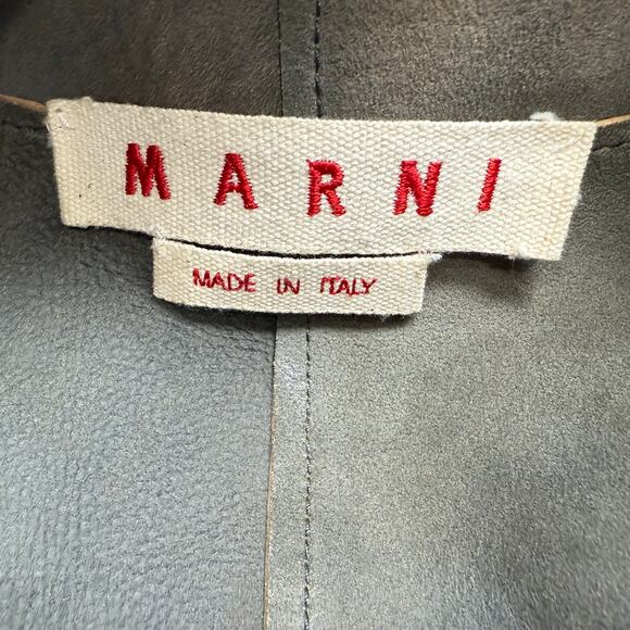 Marni Lamb Leather Cropped Short Skeeve Open Light Jacket Gray Size EU 38 US 6 - Picture 7 of 10